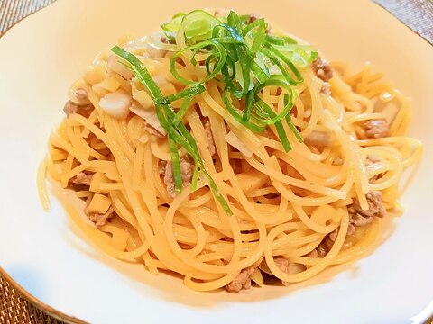 しゃきしゃき食感☆蓮根と生姜の味噌パスタ